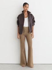 Reiss Light Brown Cali Twin-Pocket Button Flared Jeans - Image 1 of 7