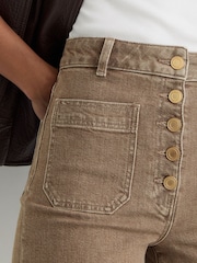 Reiss Light Brown Cali Twin-Pocket Button Flared Jeans - Image 4 of 7