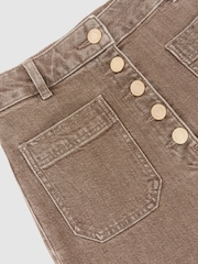 Reiss Light Brown Cali Petite Twin-Pocket Button Flared Jeans - Image 6 of 8