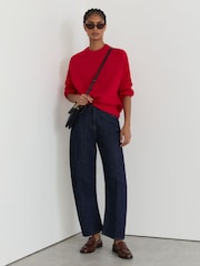 Reiss Red Riley Wool-Cashmere Crew-Neck Raglan Jumper - Image 1 of 6
