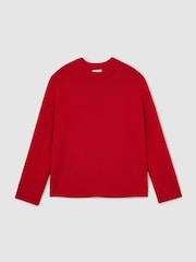 Reiss Red Riley Wool-Cashmere Crew-Neck Raglan Jumper - Image 2 of 6