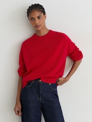 Reiss Red Riley Wool-Cashmere Crew-Neck Raglan Jumper - Image 3 of 6