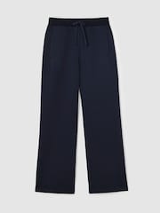 Reiss Navy Laney Premium Interlock Wide-Leg Joggers - Image 2 of 8