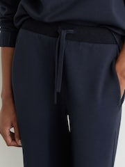 Reiss Navy Laney Premium Interlock Wide-Leg Joggers - Image 6 of 8