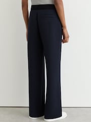 Reiss Navy Laney Premium Interlock Wide-Leg Joggers - Image 7 of 8