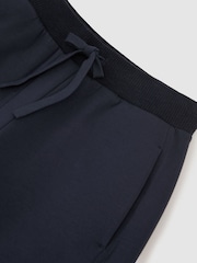 Reiss Navy Laney Premium Interlock Wide-Leg Joggers - Image 8 of 8