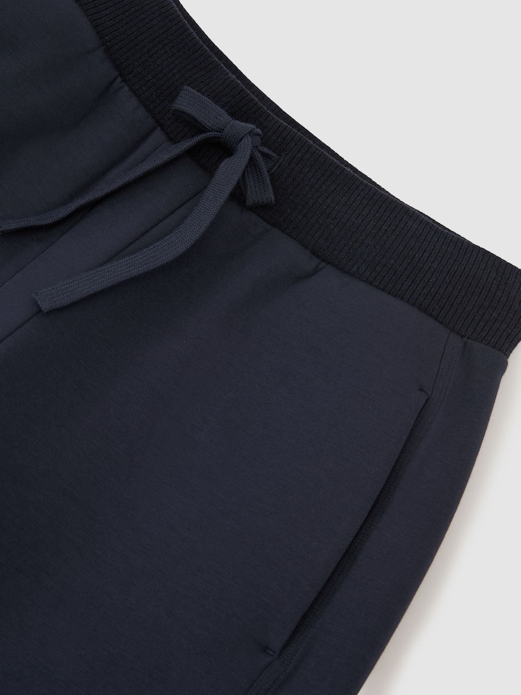 Reiss Navy Laney Premium Interlock Wide-Leg Joggers - Image 8 of 8 Reiss Navy Laney Premium Interlock Wide-Leg Joggers - Image 8 of 8