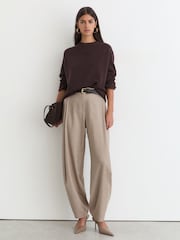 Reiss Grape Burgundy Riley Wool-Cashmere Crew-Neck Raglan Jumper - Image 3 of 7