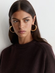 Reiss Grape Burgundy Riley Wool-Cashmere Crew-Neck Raglan Jumper - Image 5 of 7