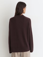Reiss Grape Burgundy Riley Wool-Cashmere Crew-Neck Raglan Jumper - Image 6 of 7