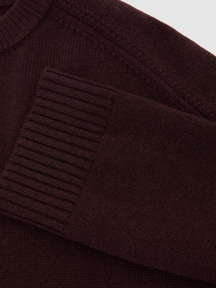 Reiss Grape Burgundy Riley Wool-Cashmere Crew-Neck Raglan Jumper - Image 7 of 7 Reiss Grape Burgundy Riley Wool-Cashmere Crew-Neck Raglan Jumper - Image 7 of 7