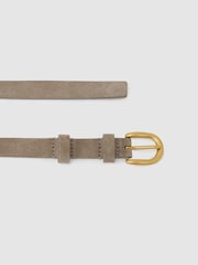 Reiss Light Grey Cynthia Suede Tie Curved-Buckle Belt - Image 3 of 3