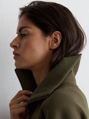 Reiss Khaki Green Laurrie Premium Interlock Zip-Front Sweatshirt - Image 4 of 6