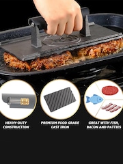 Gourmet Easy Black Multi-Purpose Cast Iron Bacon & Burger Press - Image 2 of 4