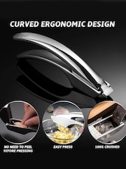 Gourmet Easy Stainless steel No-Peel Garlic Press Stainless Steel Fine Mince - Image 2 of 3