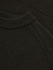 Reiss Khaki Green Riley Wool-Cashmere Crew-Neck Raglan Jumper - Image 7 of 7