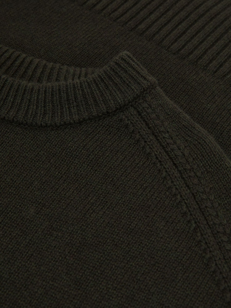 Reiss Khaki Green Riley Wool-Cashmere Crew-Neck Raglan Jumper - Image 7 of 7 Reiss Khaki Green Riley Wool-Cashmere Crew-Neck Raglan Jumper - Image 7 of 7