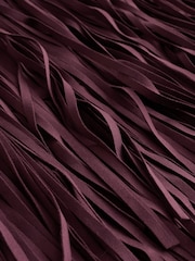 Burgundy Red Suedette Fringe Midi Skirt - Image 6 of 7