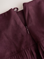 Burgundy Red Suedette Fringe Midi Skirt - Image 7 of 7