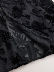 Negro - Floral Devore Midi Skirt - Imagen 2 de 3