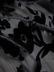 Negro - Floral Devore Midi Skirt - Imagen 3 de 3