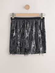 Black Sequin Fringe Mini Skirt - Image 6 of 8