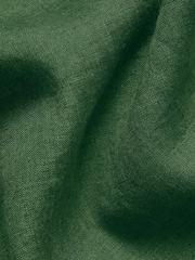 Charles Tyrwhitt Green Plain Pure Linen Shorts Sleeve Shirt - Image 5 of 5