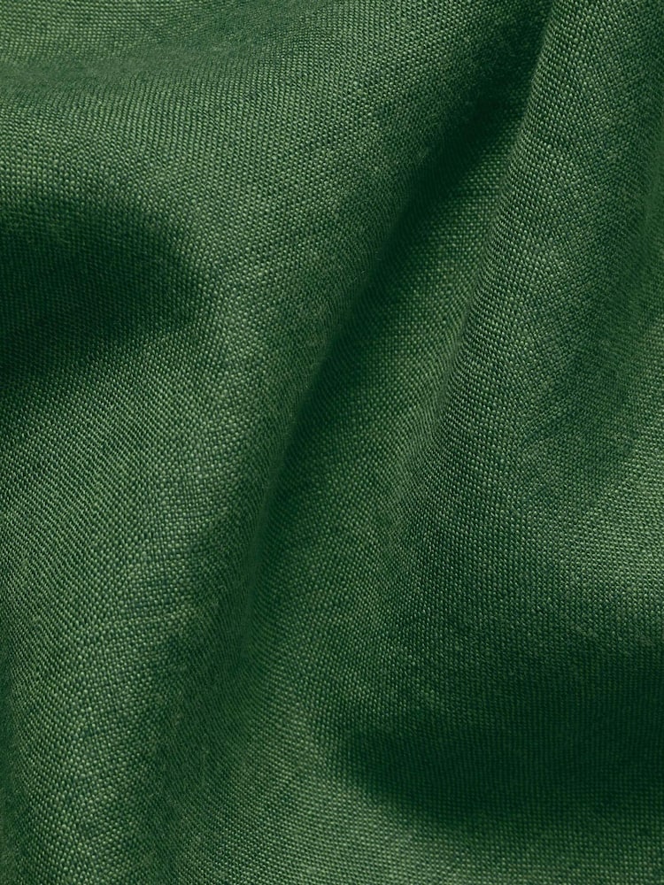 Charles Tyrwhitt Green Plain Pure Linen Shorts Sleeve Shirt - Image 5 of 5