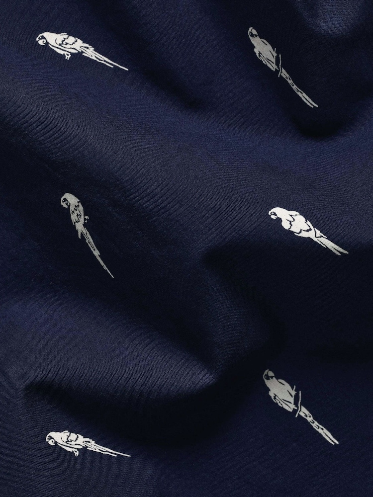 Charles Tyrwhitt Navy Shorts Sleeve Printed Stretch Washed Poplin Shirt - Image 4 of 4 Charles Tyrwhitt Navy Shorts Sleeve Printed Stretch Washed Poplin Shirt - Image 4 of 4