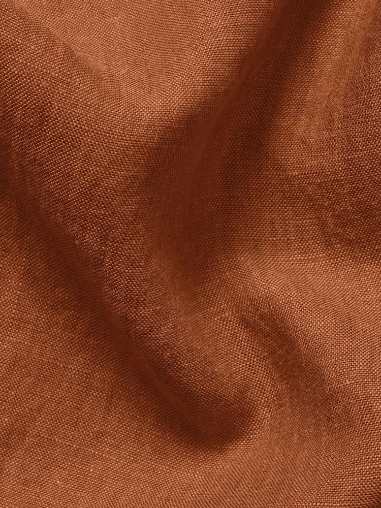 Charles Tyrwhitt Burnt Orange Plain Pure Linen Shorts Sleeve Shirt - Image 5 of 5