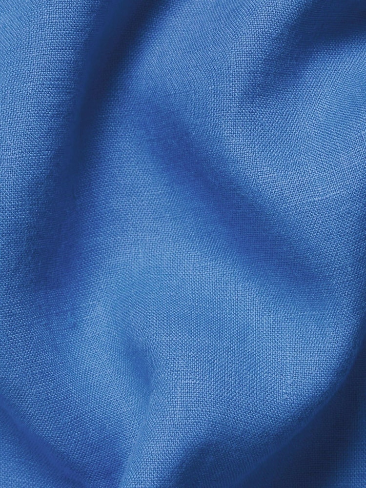 Charles Tyrwhitt Blue Plain Pure Linen Shorts Sleeve Shirt - Image 5 of 5