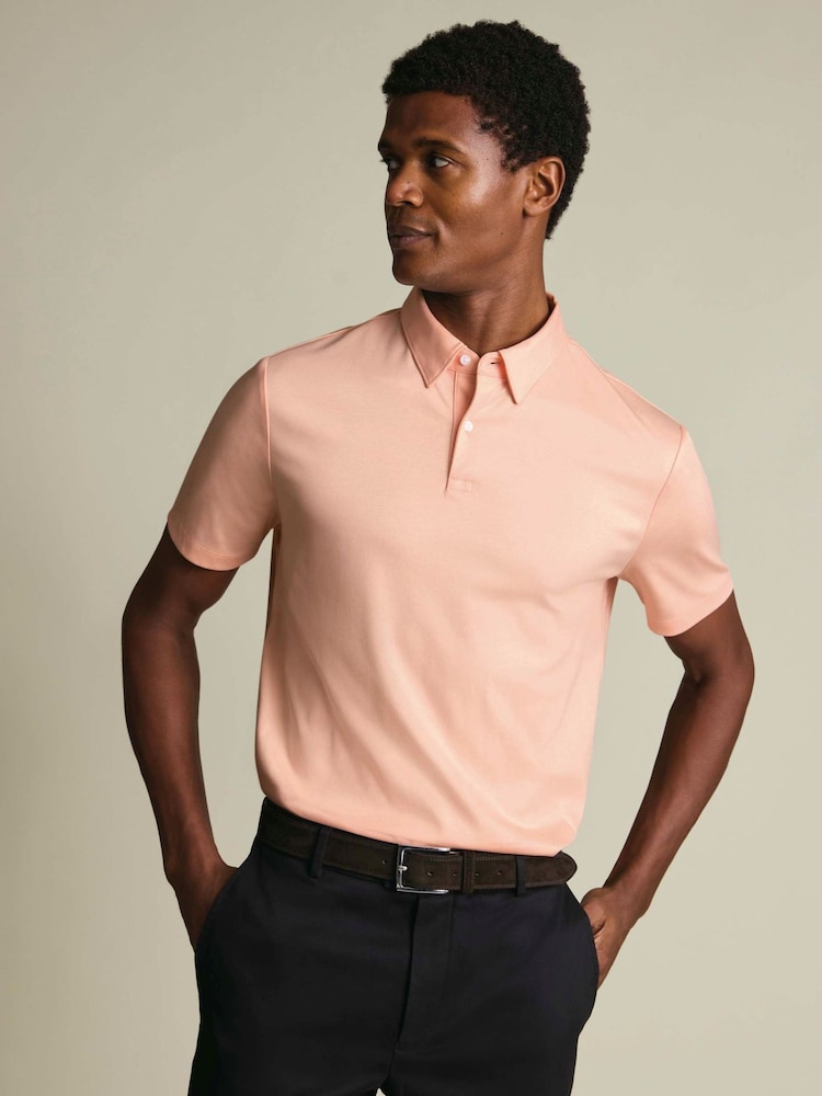 Charles Tyrwhitt Orange Shorts Sleeve Jersey Polo Shirt - Image 1 of 5