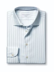 Charles Tyrwhitt Blue Non Iron Cotton Linen Shirt - Image 4 of 6
