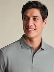 Charles Tyrwhitt Grey Shorts Sleeve Cotton Stretch Smart Pique Polo Shirt - Image 2 of 5