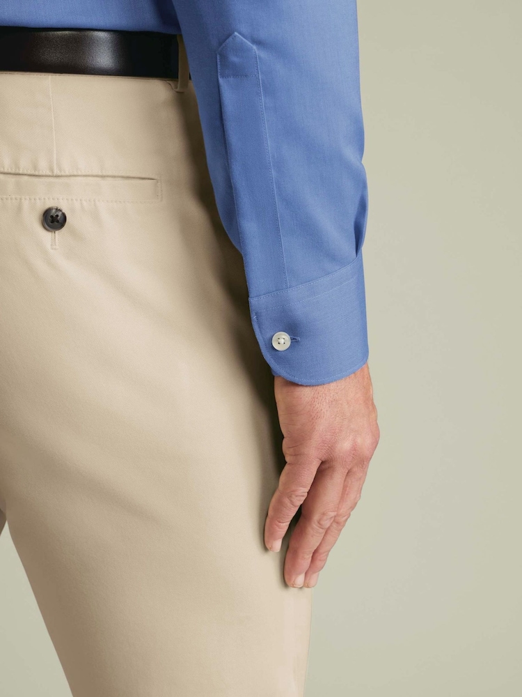 Charles Tyrwhitt Blue Non-Iron Cotton Linen Shirt - Image 2 of 6