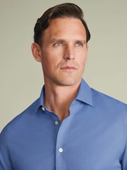 Charles Tyrwhitt Blue Non-Iron Cotton Linen Shirt - Image 3 of 6