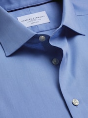 Charles Tyrwhitt Blue Non-Iron Cotton Linen Shirt - Image 5 of 6