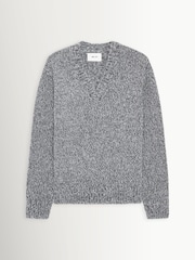 NN.07 Grey Flint V-Neck Merino Wool Jumper - Image 1 of 2