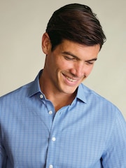 Charles Tyrwhitt Blue Non-Iron Performance Twill Check Shirt - Image 2 of 7
