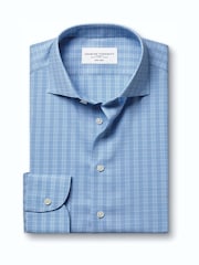 Charles Tyrwhitt Blue Non-Iron Performance Twill Check Shirt - Image 5 of 7