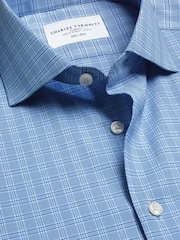 Charles Tyrwhitt Blue Non-Iron Performance Twill Check Shirt - Image 6 of 7