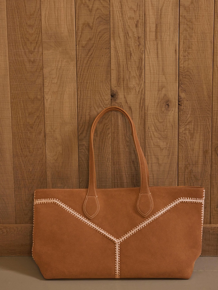 Mint Velvet Brown Tula Suede Tote Bag - Image 1 of 6 Mint Velvet Brown Tula Suede Tote Bag - Image 1 of 6