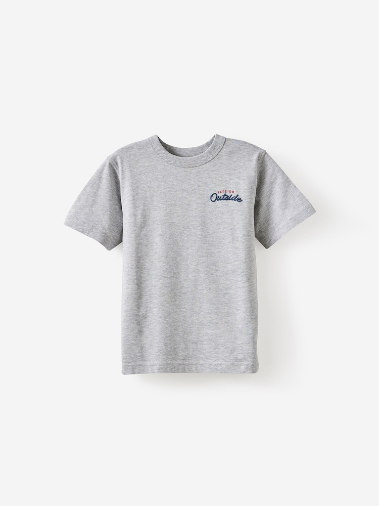 Cotton On Grey Marl Jonny Short Sleeve Back Graphic Print T-Shirt - Image 1 of 3