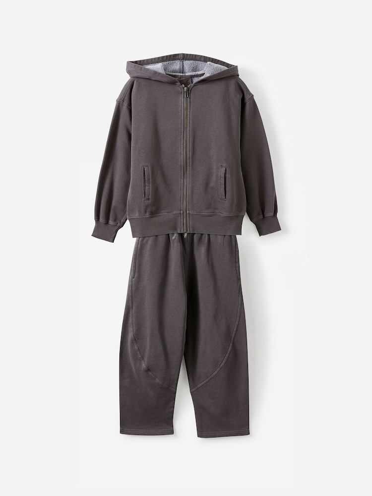 Cotton On Black Sammy Zip Through Hoodie & Barrel Leg Joggers Set - Image 1 of 1