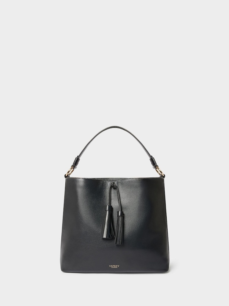 Osprey London Black The Classic Savanna Leather Hobo Bag - Image 1 of 5
