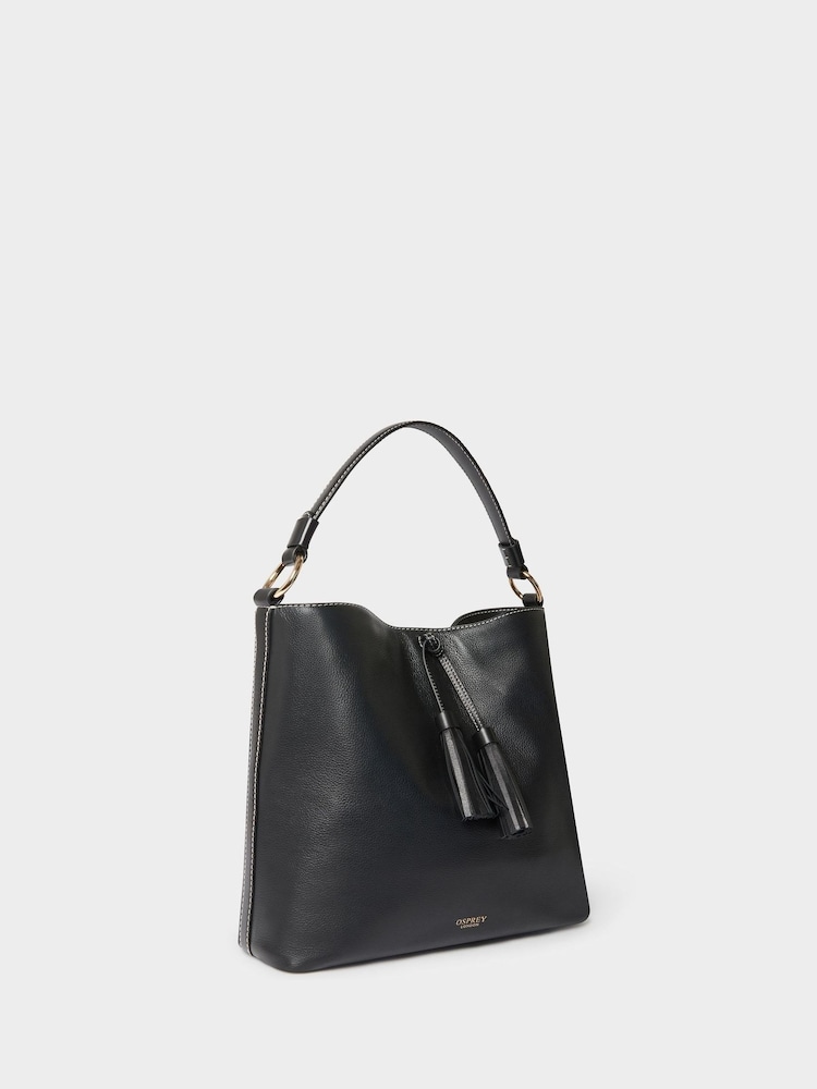 Osprey London Black The Classic Savanna Leather Hobo Bag - Image 2 of 5