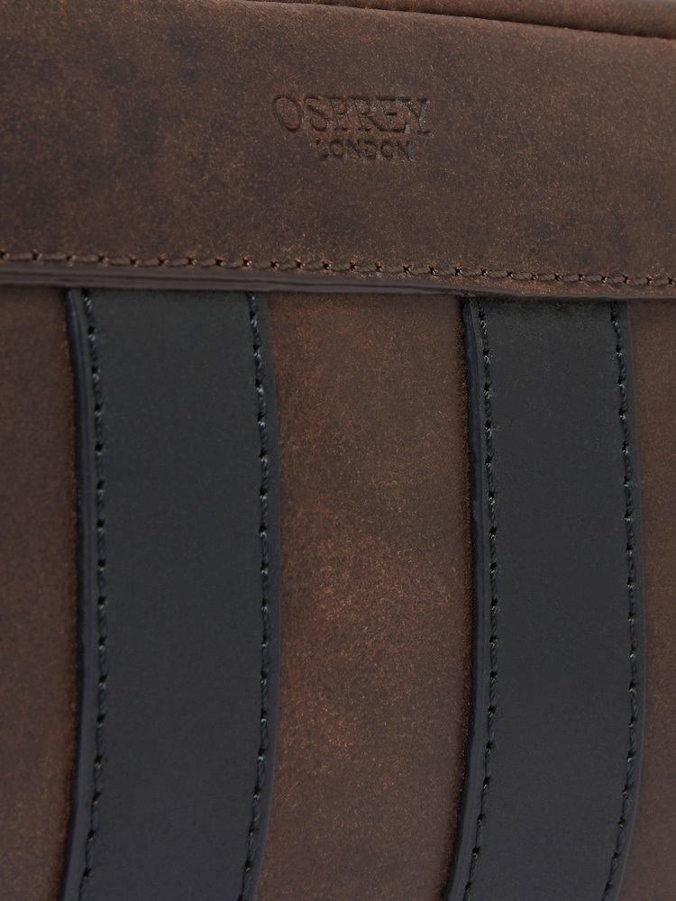 Osprey London Brown The Jenson Leather Washbag - Image 5 of 5 Osprey London Brown The Jenson Leather Washbag - Image 5 of 5