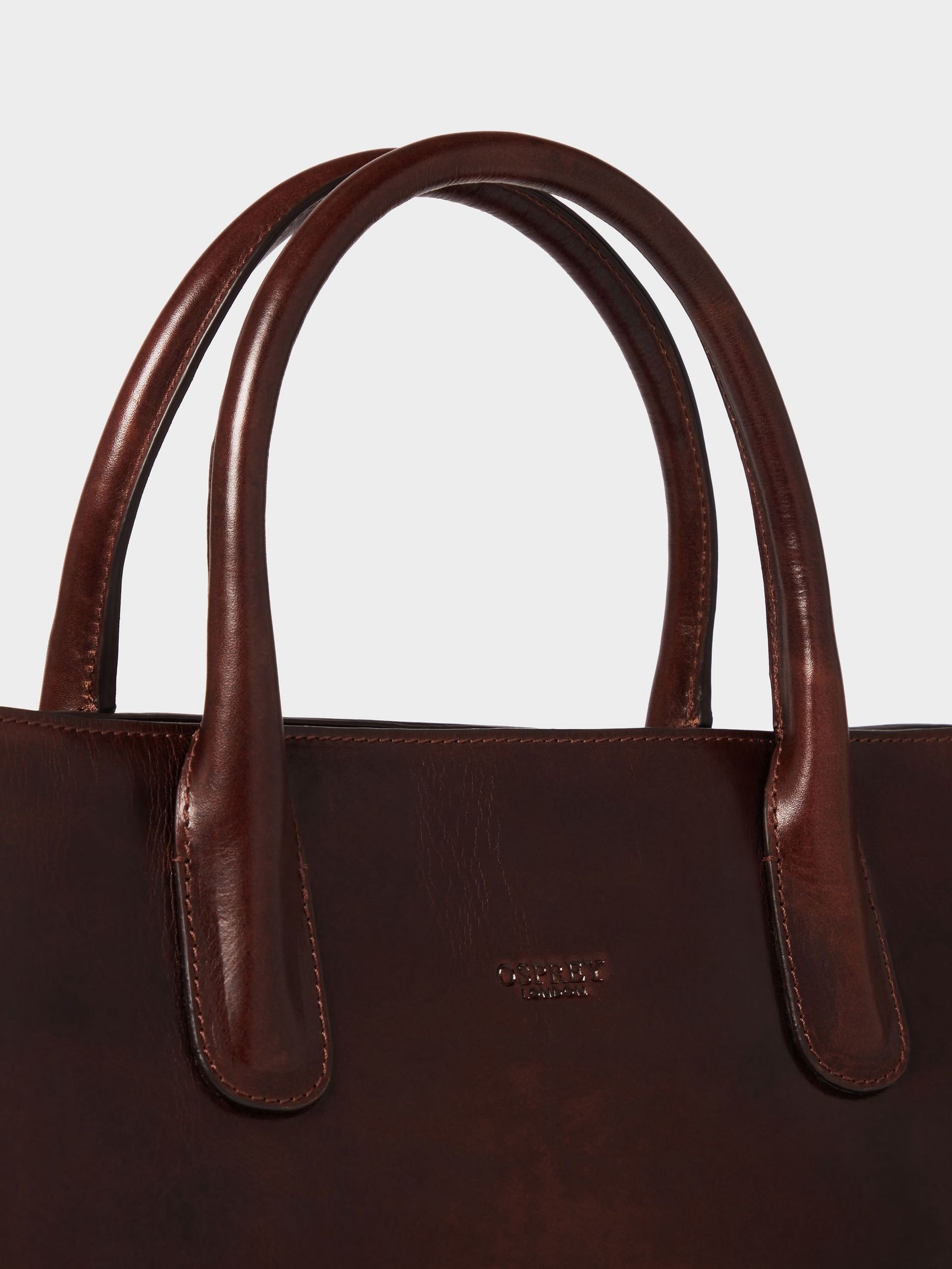 Buy Osprey London Brown The Monroe Leather Curved Tote Bag from