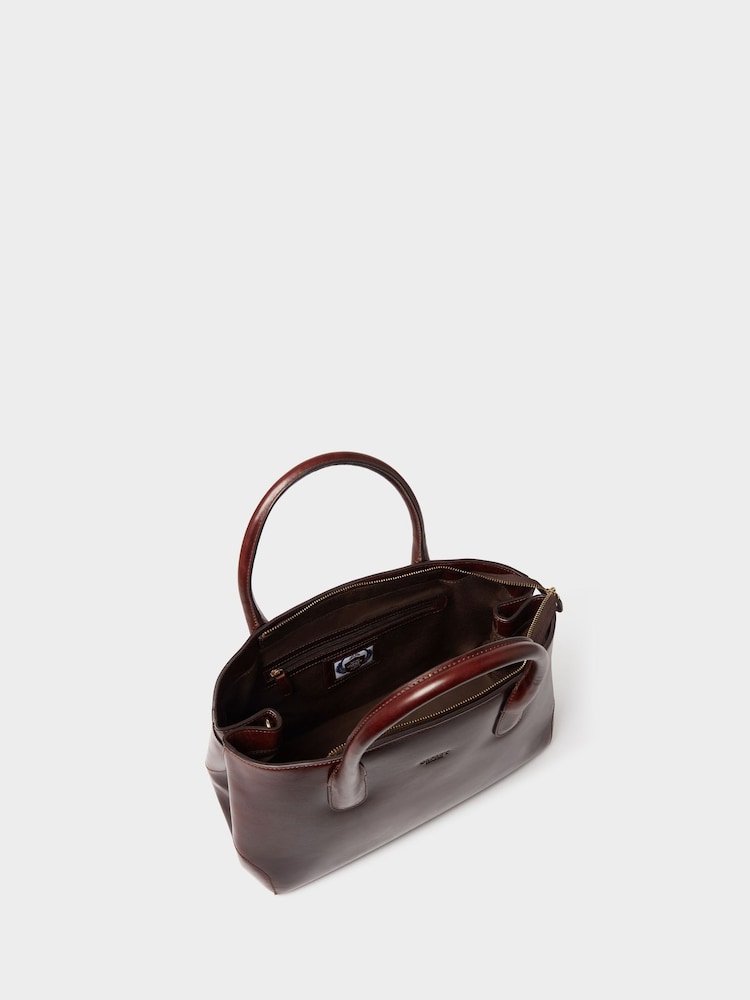 Osprey London Brown The Monroe Leather Curved Tote Bag - Image 6 of 6 Osprey London Brown The Monroe Leather Curved Tote Bag - Image 6 of 6
