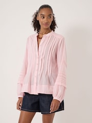 Hush Pink Fern Cotton Pintuck Detail Blouse - Image 1 of 5